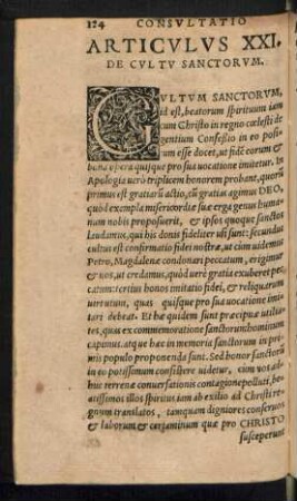Articulus XXI. De Cultu Sanctorum.