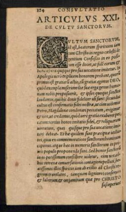 Articulus XXI. De Cultu Sanctorum.