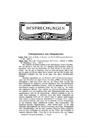 Besprechungen : Philosophisches und Pädagogisches