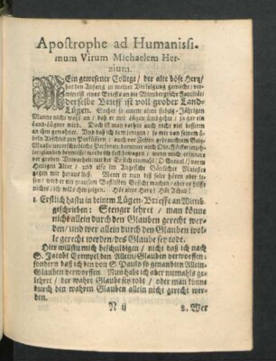 Apostrophe ad Humanissimum Virum Michaelem Herzium.