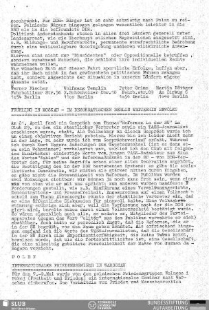 Polen - Internationales Friedensseminar in Warschau