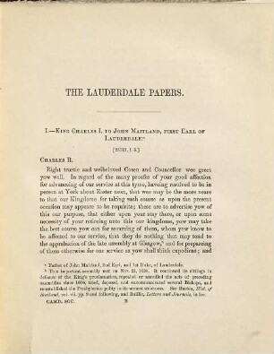 The Lauderdale papers, 1. 1639 - 1667
