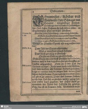 Dedication-Schrifft