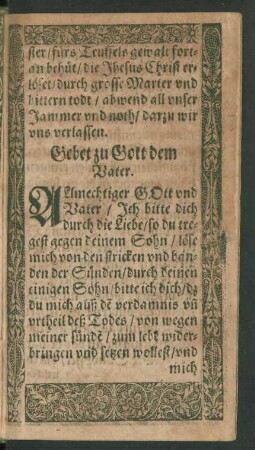 Gebet zu Gott dem Vater.