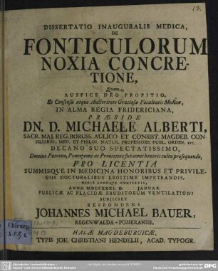 Dissertatio Inauguralis Medica, De Fonticulorum Noxia Concretione