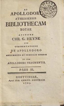 Ad Apollodori Atheniensis Bibliothecam Notae, 3