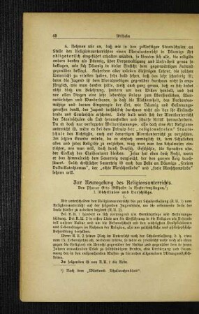Zur Neuregelung des Religionsunterrichts