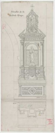 Müller, Josef Anton; Ehingen; Pfarrkirche - Seitenaltar (Grundriss, Ansicht)