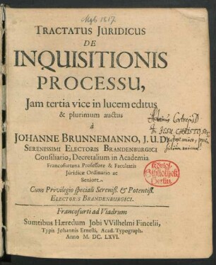 Tractatus Iuridicus De Inquisitionis Processu