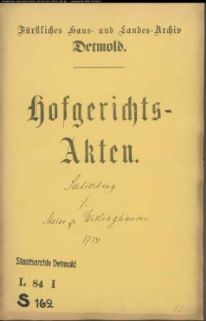 Schlichting im Mackenbruch gegen Meier zu Wistinghausen - Schuldforderung