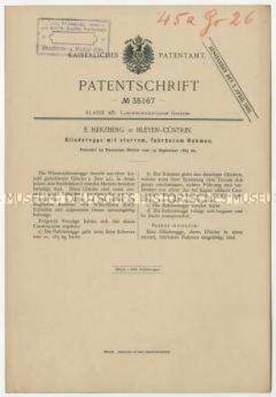 Patentschrift einer Gliederegge mit starrem, fahrbarem Rahmen, Patent-Nr. 35167