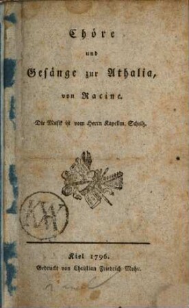 Chöre und Gesänge zur Athalia : Textbuch