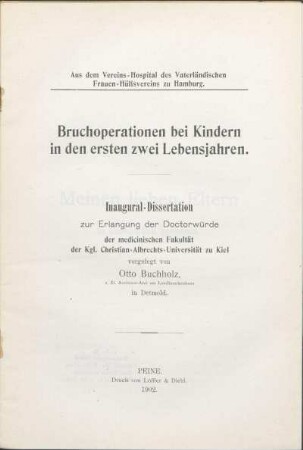 Bruchoperationen bei Kindern in den ersten zwei Lebensjahren