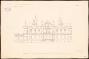 Schloss Stein, Hundsfeld: Aufriss der Ostfassade, Maßstabsleiste