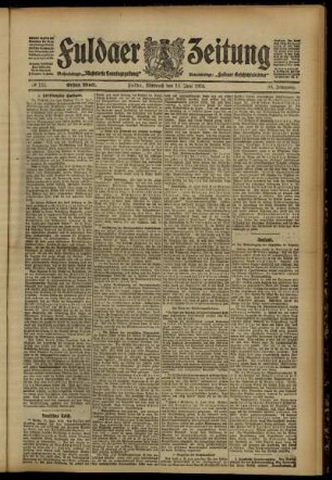 Erste Ausgabe vom Mittwoch, den 12. Juni 1912.