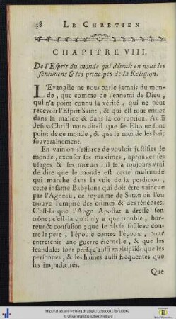 Chap. VIII. De l’Esprit du monde qui détruit en nous les sentiments...