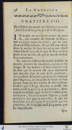 Chap. VIII. De l’Esprit du monde qui détruit en nous les sentiments...