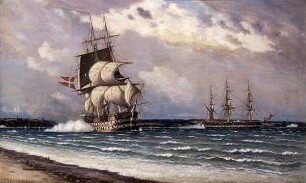 "Christian VIII" und "Gefion" im Gefecht mit den Küstenbattereien vor Eckernförde 1849