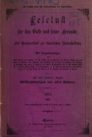 Leselust für das Volk und seine Freunde : ein Monatsblatt zur häuslichen Unterhaltung. 1872,7/12