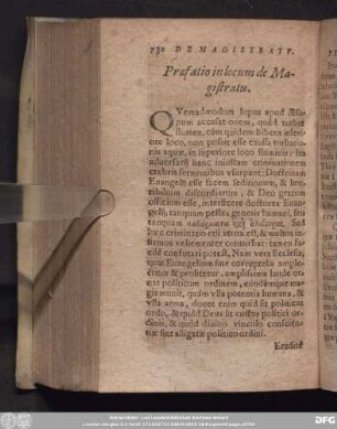 Praefatio in locum de Magistratu.