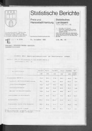 Index der Nettoproduktion im September 1983 : Lfd. Nr. 46