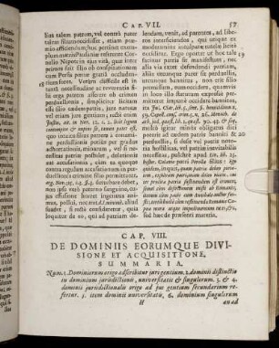 Cap. VIII. De Dominiis Eorumque Divisione Et Acquisitione.