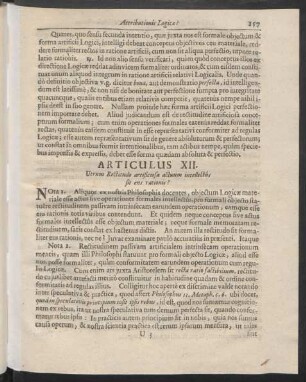 Articulus XII. Utrum Rectitudo artificiosa actuum intellectûs sit ens rationis?