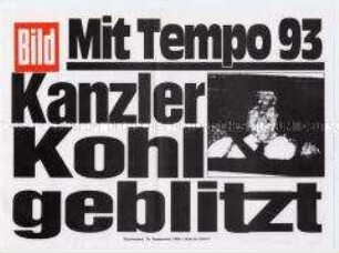Maueranschlag der Bild-Zeitung: "Mit Tempo 93" / "Kanzler Kohl geblitzt"