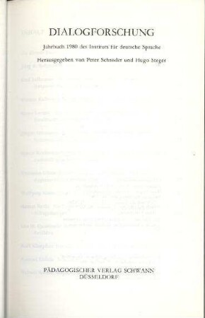 Dialogeröffnung in Telefongesprächen : Handlungen und Handlungsschemata der Herstellung sozialer und kommunikativer Beziehungen