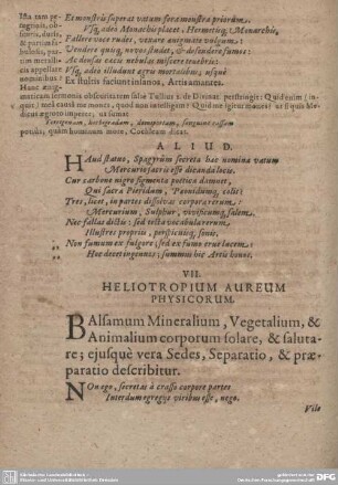 VII. Heliotropium Aureum Physicorum.
