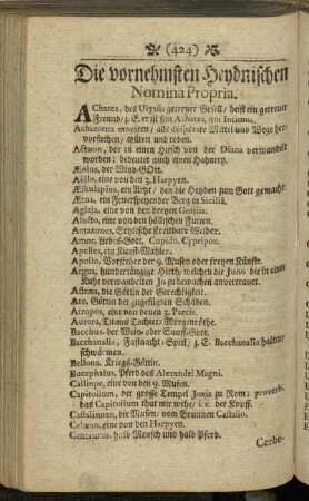 Die vornehmsten Heydnischen Nomina Propria.