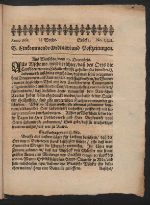 Anno 1665. LI. Woche. Stück 2. No. CCII.