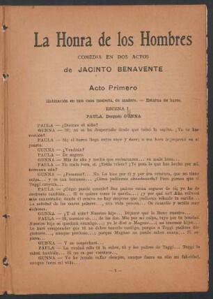 1922005900: La honra de los hombres : comedia en dos actos