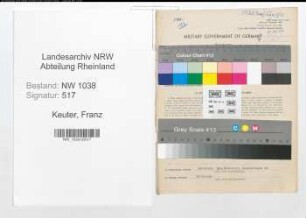 Entnazifizierung Franz Keuter , geb. 22.10.1920 (Berufsberater)