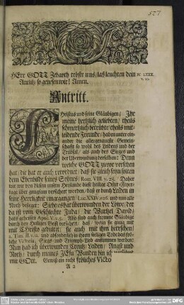 Leichenpredigt : Die Uberwindung der grösten Trübsal, nehmlich der Sünden-Angst, Antritt, Der Leichen-Text, Eingang, Abhandlung, Gebrauch