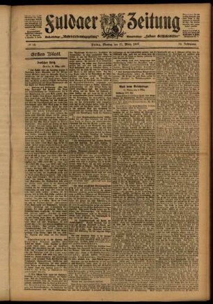 Erste Ausgabe vom Montag, den 11. März 1907.