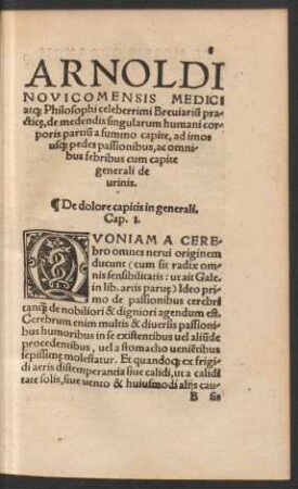 De dolore capitis in generali. Cap. 1.