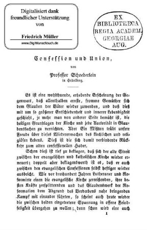 Confession und Union
