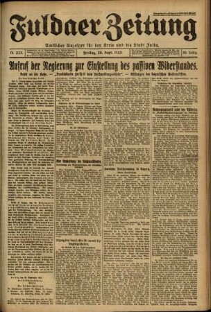 Ausgabe vom Freitag, den 28. September 1923.