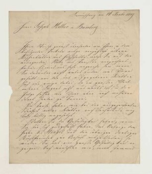 Brief von Carl Wilhelm Schenk von C. W. Schenk & Comp. an Joseph Heller