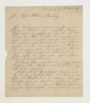 Brief von Carl Wilhelm Schenk von C. W. Schenk & Comp. an Joseph Heller