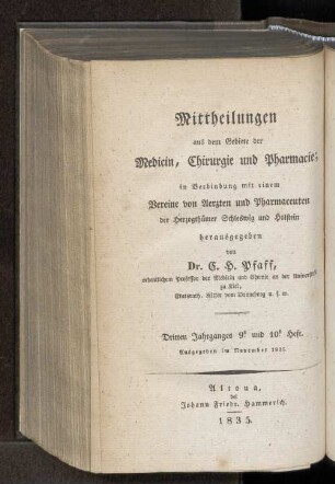 Dritten Jahrganges 9. und 10. Heft. Ausgegeben im November 1835. - Ersten Jahrganges 9. und 10. Heft. Ausgegeben im November 1835.