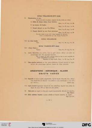 Argenterie – Céramique – Glaces – Objets variés (Nr. 77b-85)
