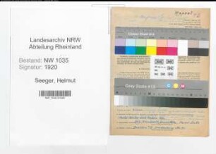 Entnazifizierung Helmut Seeger , geb. 07.05.1894 (Ingenieur)