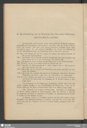 II. Beschreibung der im Bereiche der Chlomeker Schichten untersuchten Localitäten