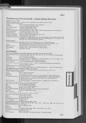 Fachbereich Orientalistik/ Asien-Afrika-Institut