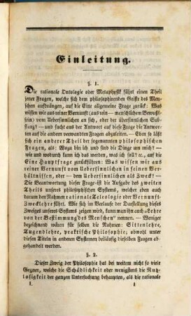 Lehre von der Bestimmung des Menschen als rationale Teleologie, 1. Analytischer Theil