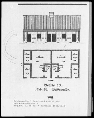 Schönwalde (Kreis Bernau): Grund- und Aufriss eines Bauernhauses