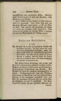 [Unterabschnitt] I. Fehler des Speisesaftes