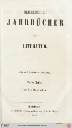 51,2: Heidelberger Jahrbücher der Literatur